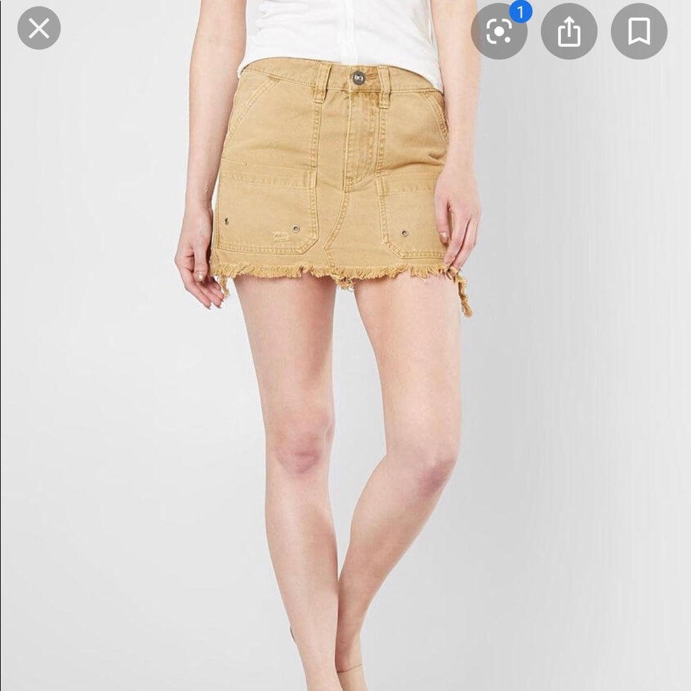 Free People Womens Canvas Frayed Hem Cargo Skirt